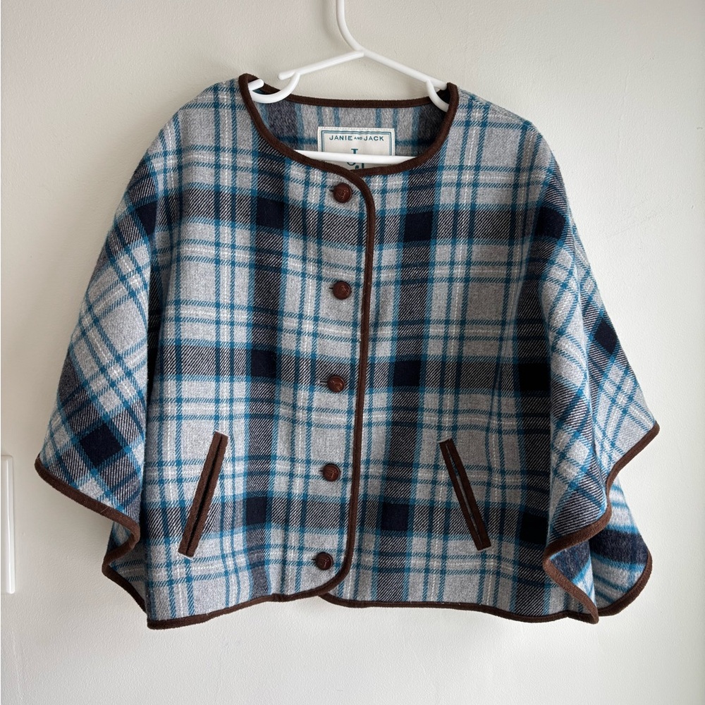 JANIE AND JACK Equestrian inspired plaid riding cape Size 3 to 4